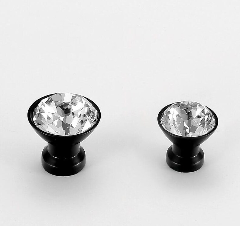 Black Crystal Knobs European Door Handle Knob Drawer Pulls Etsy