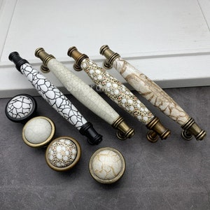 3.75" 5" Crackle Ceramics Handles Round Door Knobs  Drawer pulls Dresser handle Cabinet Handle Knobs Closet wardrobe knob Hardware 96 128mm