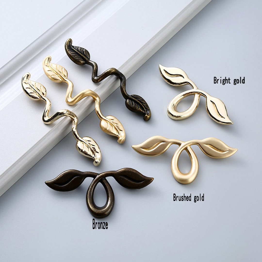 2 3 Gold Leaf Drawer Handle Pulls Door Handles Dresser Handles