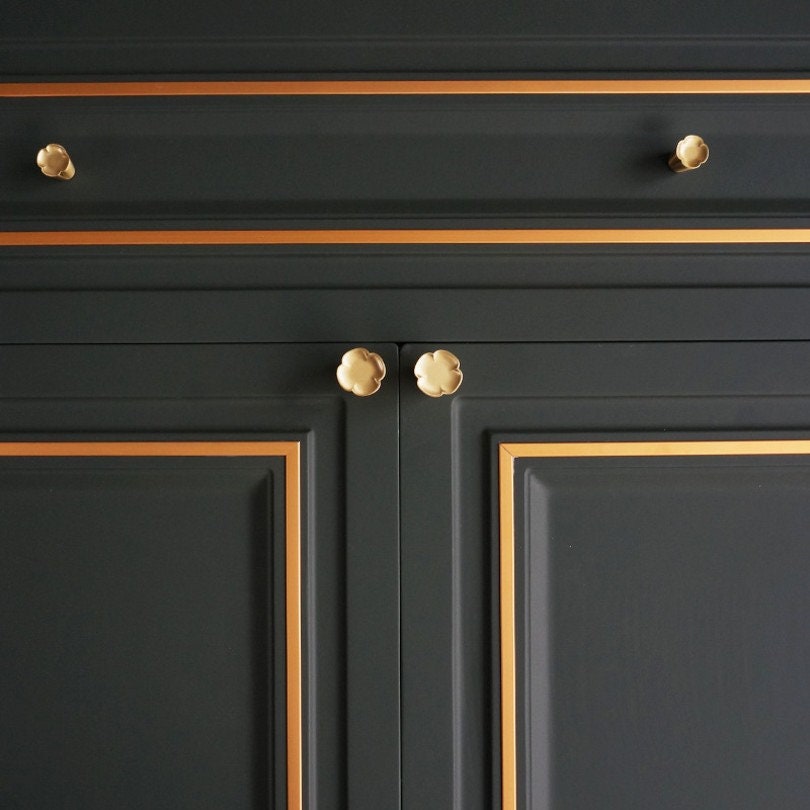 Brass Cone Knob Flower Door Knobs Pulls Handles Gold Drawer Etsy UK