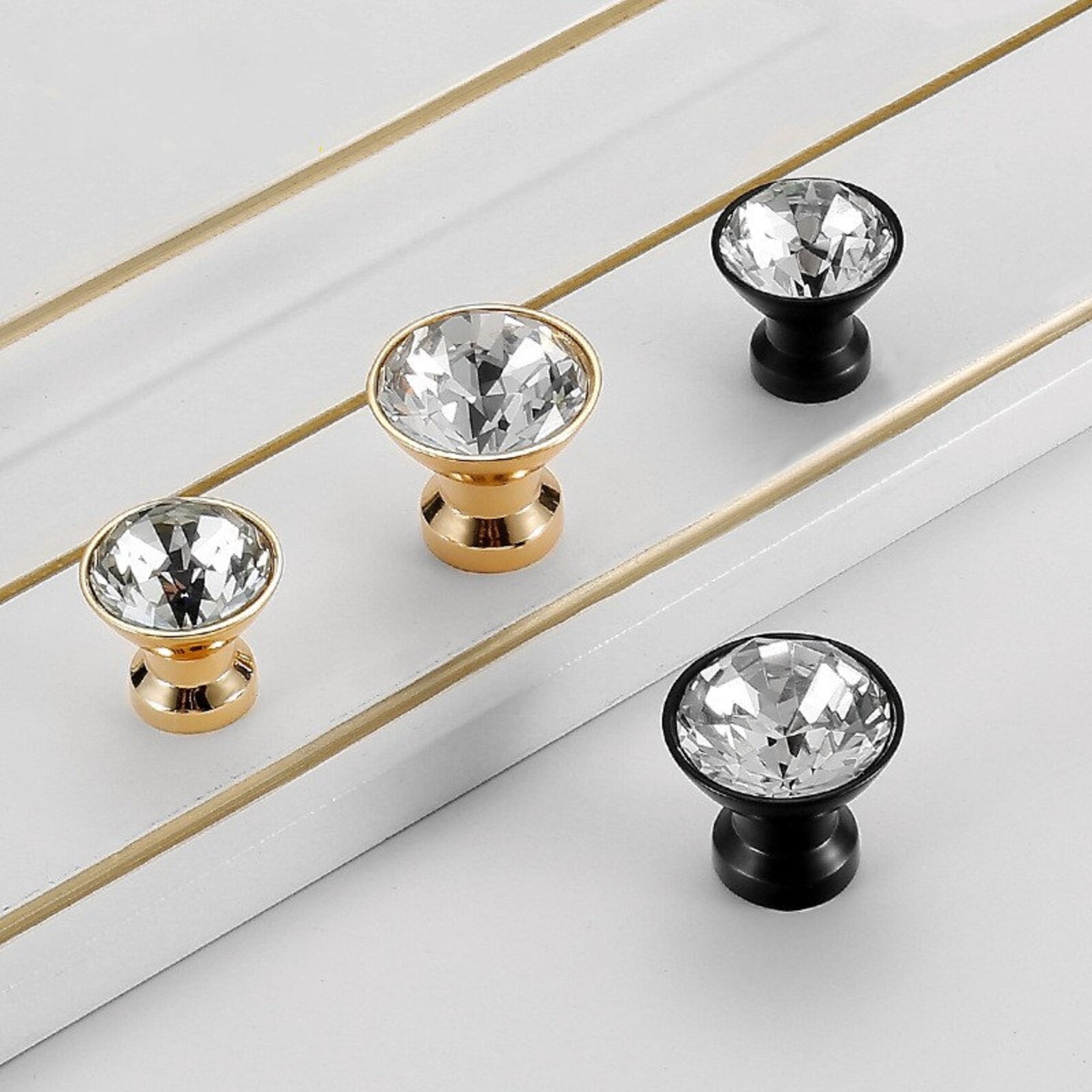 Black Crystal Knobs European Door Handle Knob Drawer Pulls Etsy