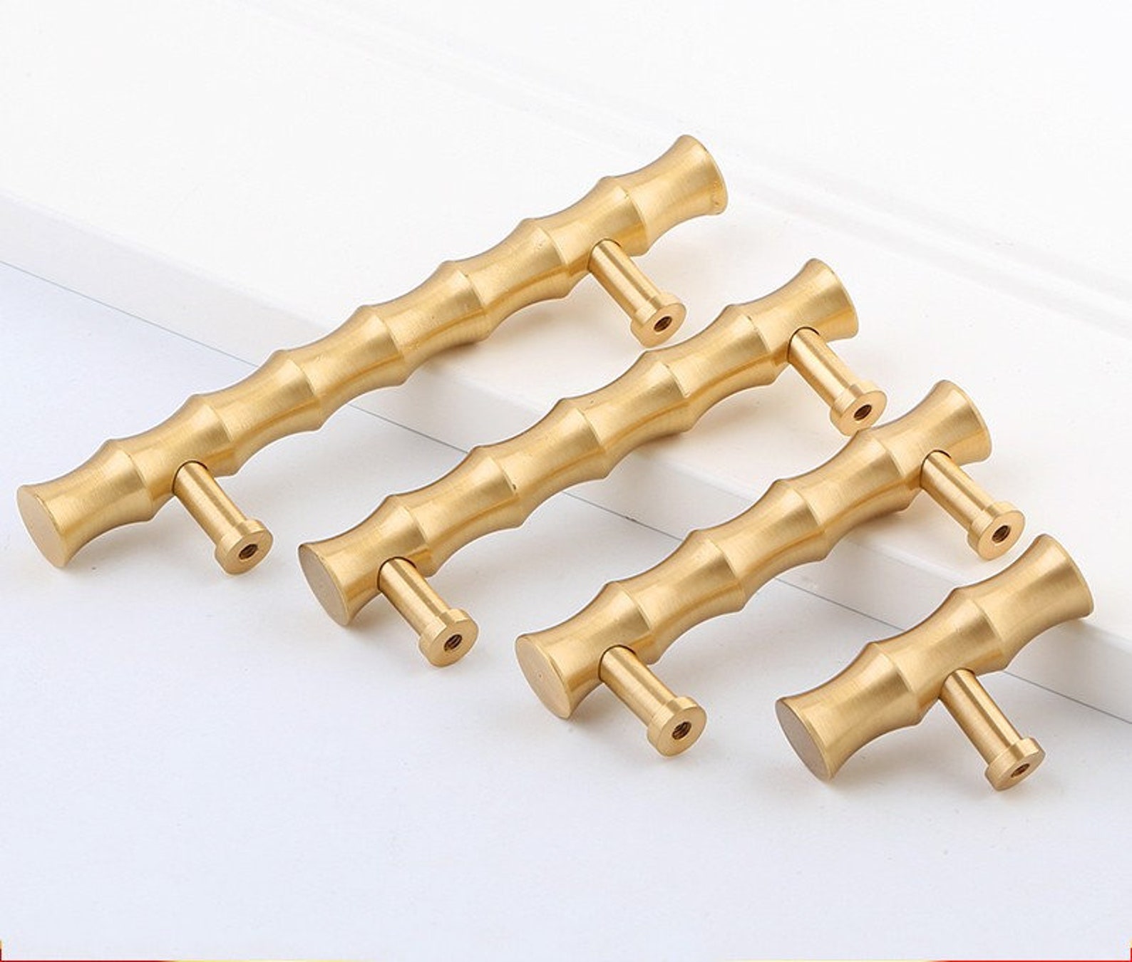 Brass Bamboo Door Handles T Bar Knobs Drawer Pulls Handle Etsy UK