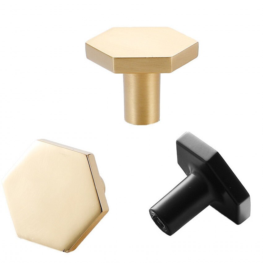 Black Hexagon Knobs Gold Door Knobs Pulls Handles Drawer Knobs Etsy