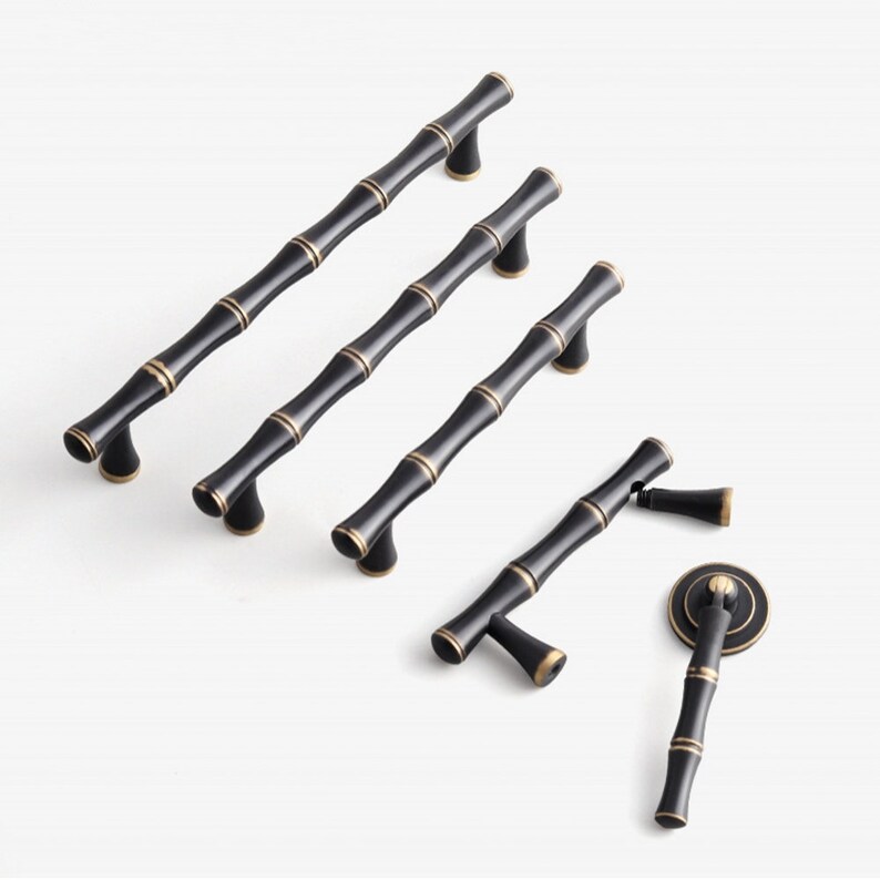 Bamboo Door Handles Brass T Bar Knobs Drawer Pull Handle Etsy