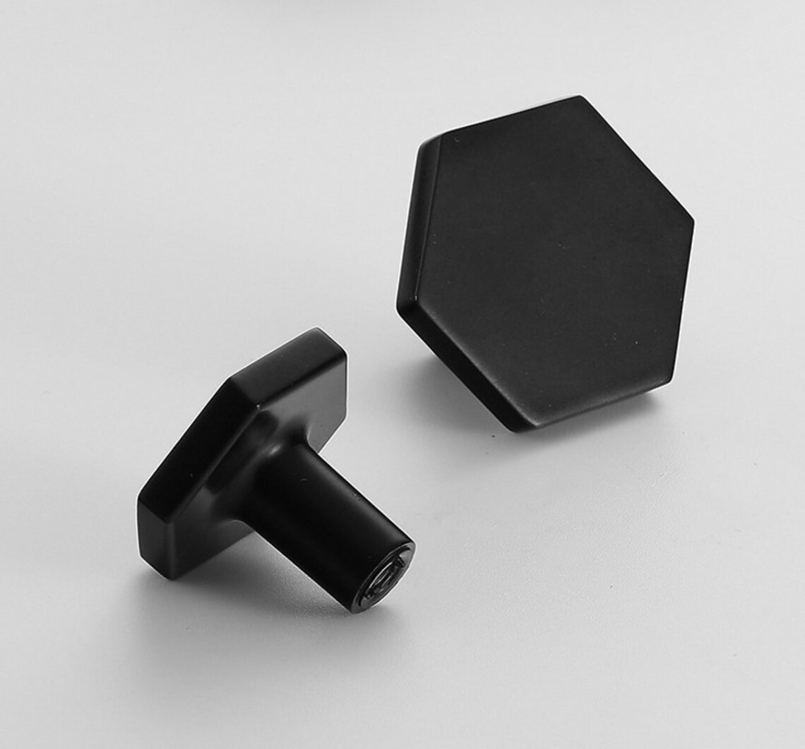 Black Hexagon Knobs Gold Door Knobs Pulls Handles Drawer knobs Etsy