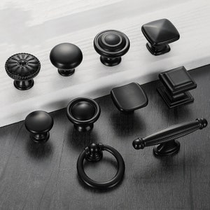 Black Ring Knobs Drawer pulls knob Dresser handle Cabinet Pulls Knobs Closet wardrobe knob pulls hardware vintage furniture knobs handles