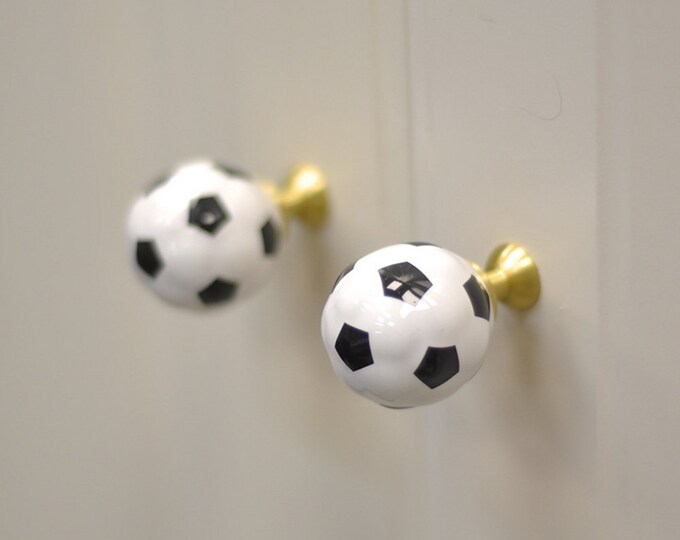 Set of 2 Football Knobs Football Drawer Pull Sports Theme Dresser
