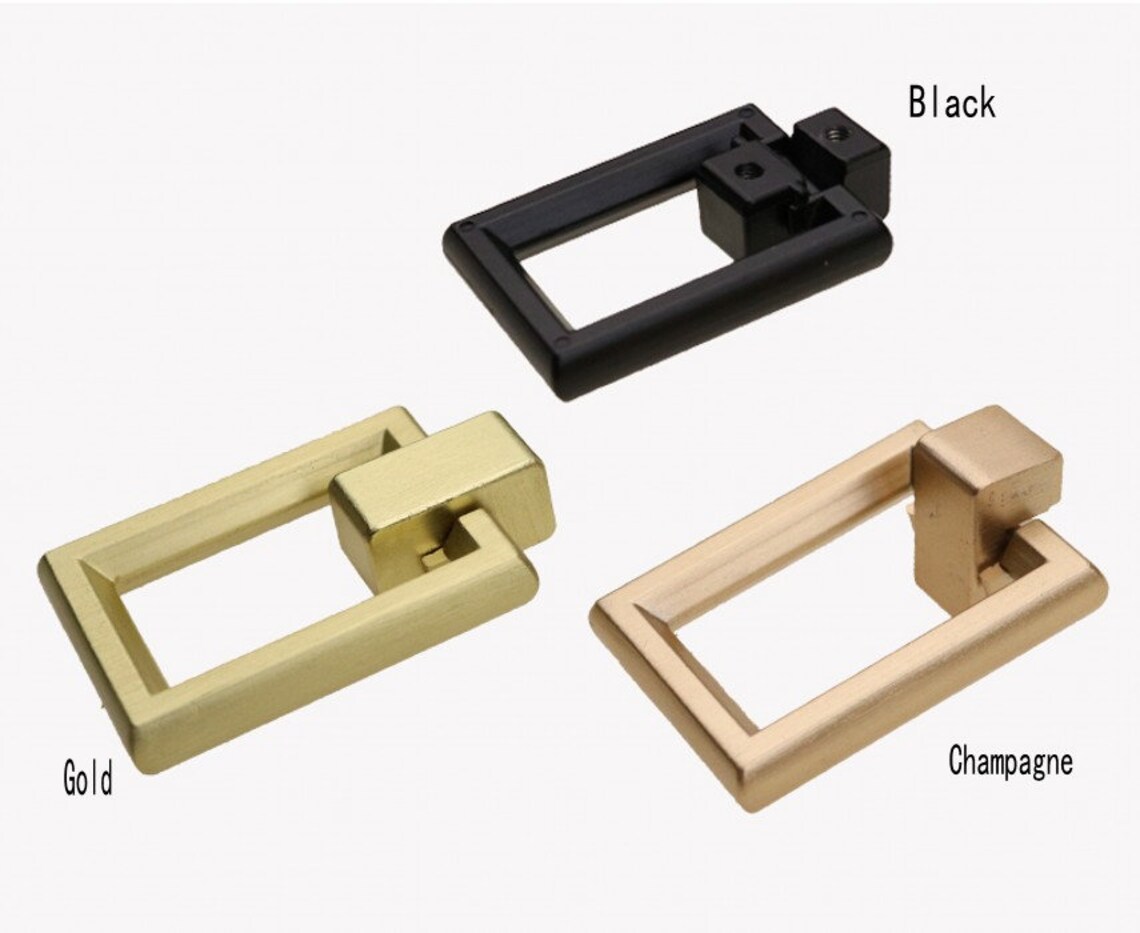 Rectangle Brushed Gold Ring Pulls Knob Handle Drawer Pull Knob Etsy UK