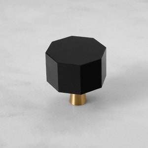 Cylinder Crystal knobs Black Octagonal cylinder Knobs Brass Drawer knobs Dresser handles Cabinet Pulls Knob Wardrobe knobs pulls Hardware image 5