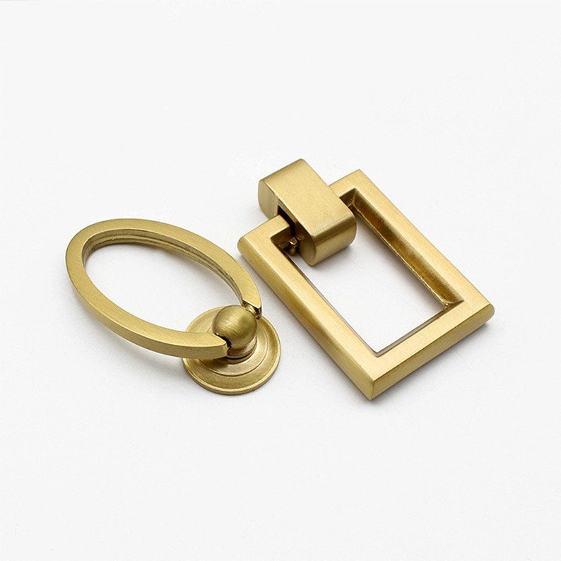 Brass Ring Pulls Knob Gold Oblong Drawer pull knob Oval Pulls Etsy