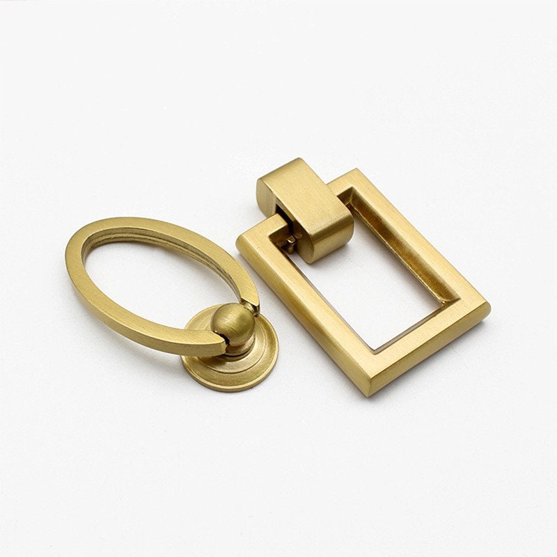 Brass Ring Pulls Knob Gold Oblong Drawer pull knob Oval Pulls Etsy