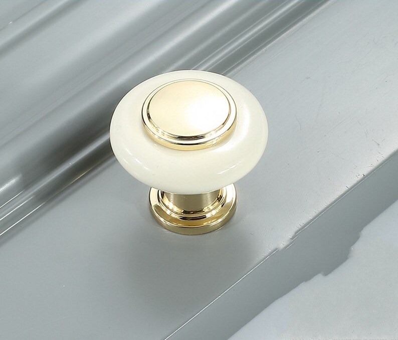5 Ceramics Drawer Pull Handle Knobs Gold Dresser Handle Etsy