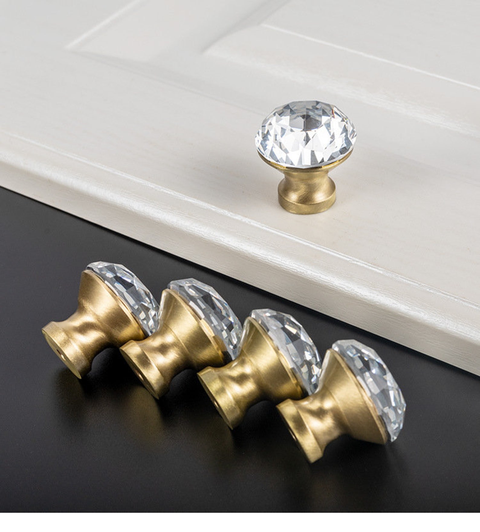 Brushed Brass Crystal Knobs European Door Knobs Drawer pulls Etsy