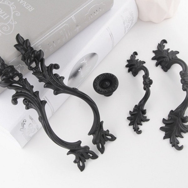 2.5"3.75" Black Drawer Pulls Handles Dresser Handle Pull Kitchen Cabinet Door Handles Pulls Round knobs Vintage Furniture hardware 64 96mm