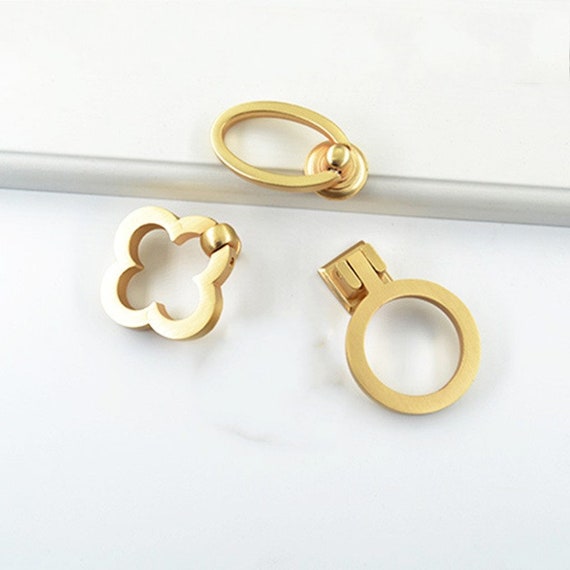 Gold Ring Drawer Pull Knob Oval Dresser Pulls Handle Clover | Etsy
