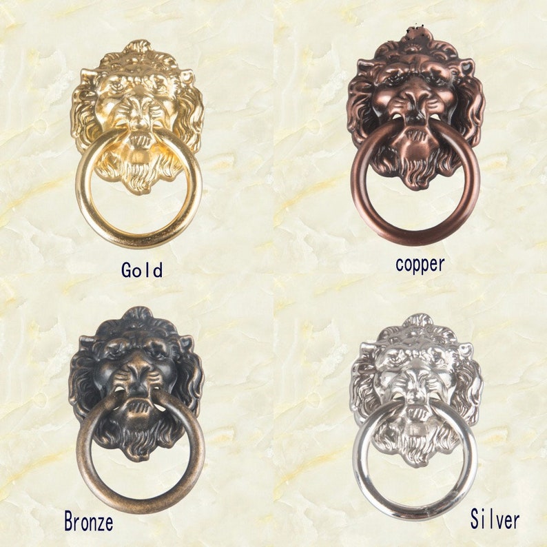 Lion Head Pull Ring Handles Vintage Cupboard Knobs and Pulls Etsy