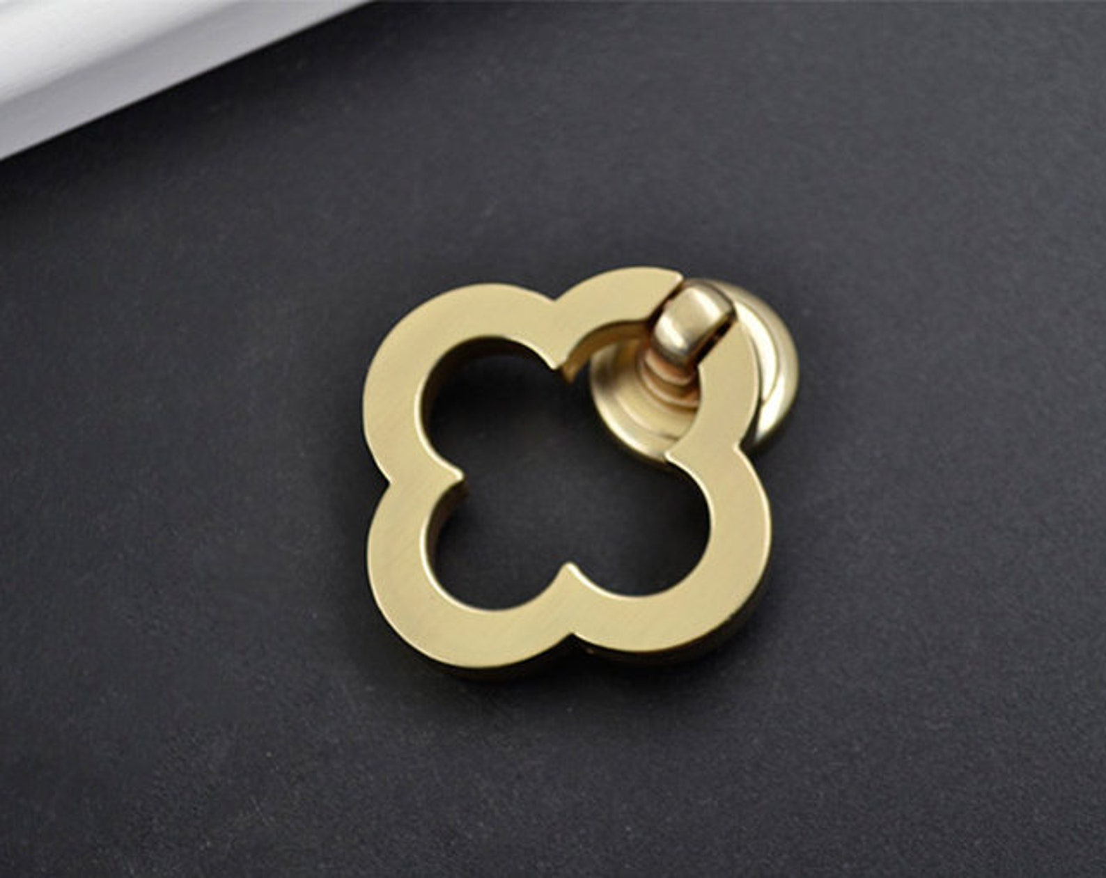 Gold Ring Drawer Pull Knob Oval Dresser Pulls Handle Clover Etsy