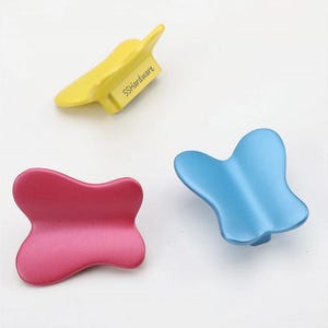 White Butterfly Cabinet Pulls, yellow animal cabinet knobs，pink drawer pulls，blue dresser door knob，colorful furniture decor(2.1" Length)