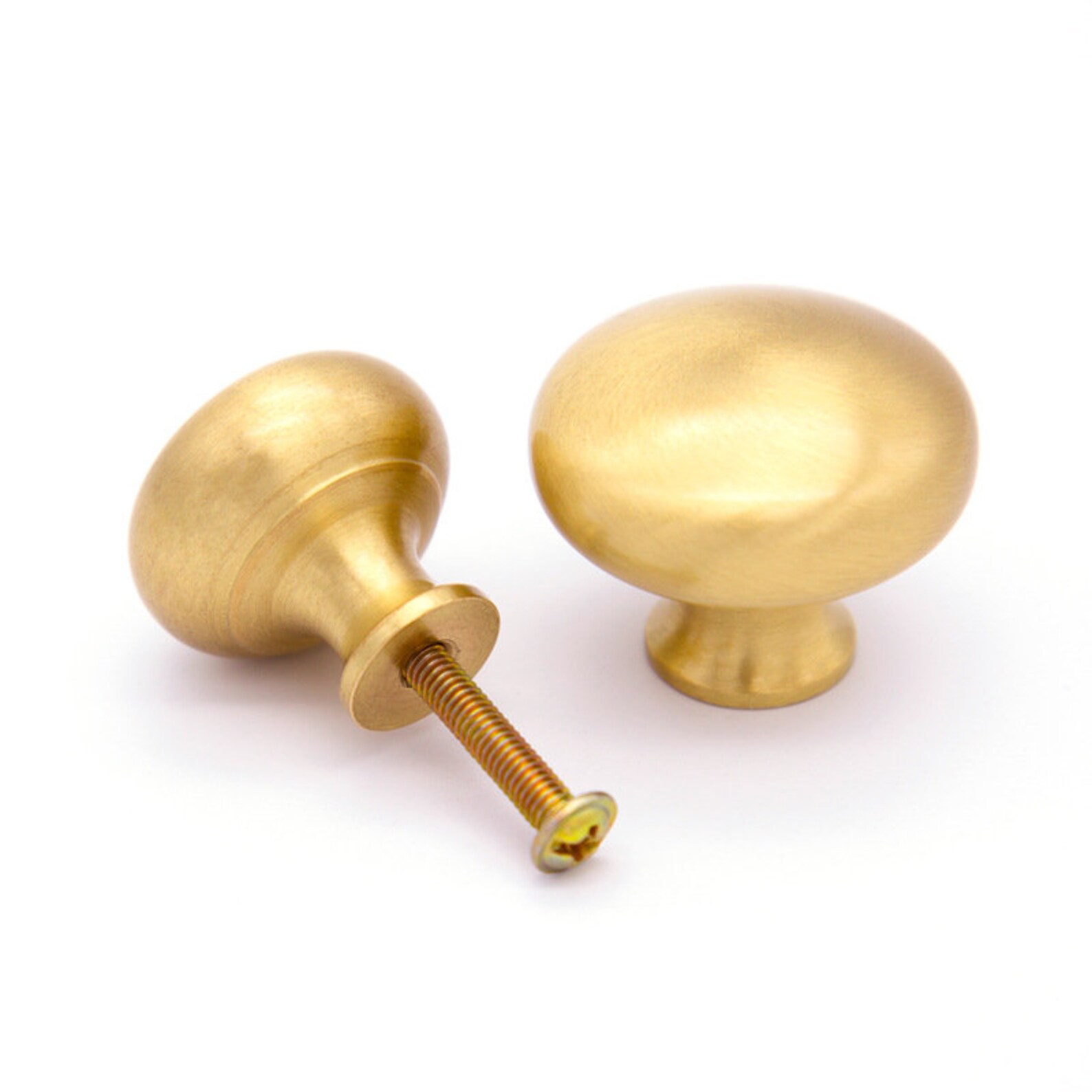 Brushed Brass Round Door Handle Knobs Gold Drawer Pulls Knob Etsy