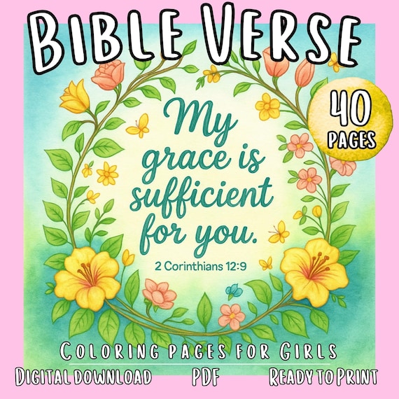 Faith Coloring Book for Kids & Adults: Flower Garden Bible Verses (Printable PDF