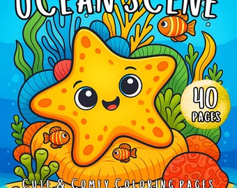 Underwater World Coloring Book: Funny Ocean Scenes for Kids & Adults (Printable PDF)