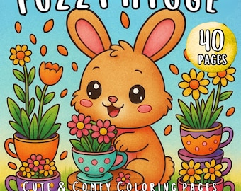 Fuzzy Kawaii Coloring Pages: Hygge Animal Friends, Stress Relief (Printable Book)