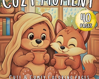 Cozy & Warm Animals Coloring Pages for Kids and Stress Relief Adults, Little Cute Animal Cozy Friends Printable Coloring Book, Bold and Easy