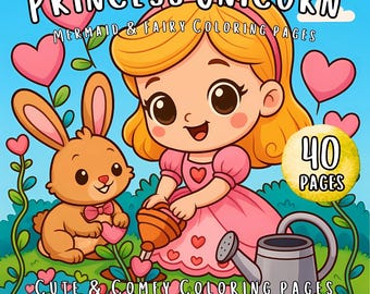 Unicorn Mermaid Fairy Coloring Pages: Kids & Adults Printable Book (Digital Download