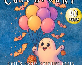Cute & Spooky Animal Coloring Book Cozy Hygge Style, Ghosts and Little Friends | 40 Pages Instant Download PDF for Relaxing Fun Halloween