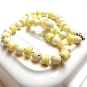 Vintage Yellow Bead Necklace Kitsch Plastic Jewellery Fun Gift for Her
