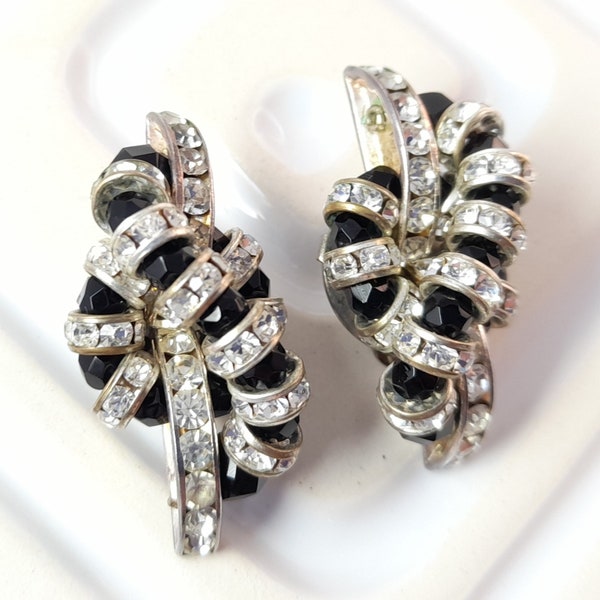 Vintage Art Deco Style Clip On Earrings Machine Age Jewelry Gift for Women