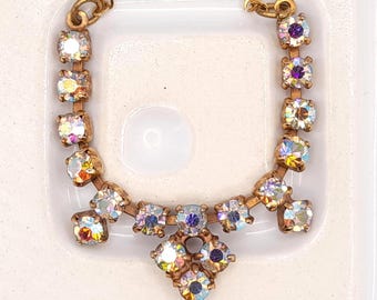 Vintage Aurora Strass Gold Ton Halskette funkelnden Abend Hochzeit Schmuck für Braut Brautjungfer Geburtstagsgeschenk für Frauen