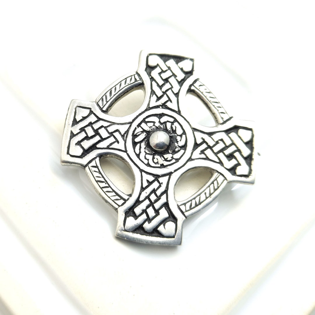 Broche Celtique Bretagne Vintage Kelt - Argent Massif 925 - Cœurs Et Croix - Occasion