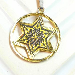 Vintage Star Pendant Damascene Jewellery from Toledo Spain Souvenir of Spain