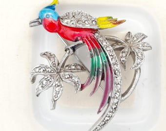 Broche Vintage Représentant Des Oiseaux En Envol - Signée R.K à Identifier, Bon état