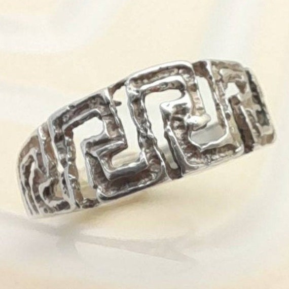Silver Greek Key Ring Vintage Sterling Boho Jewellery | Etsy
