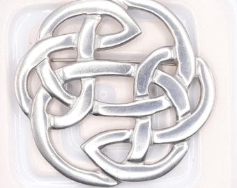 Large Celtic Knot Brooch Vintage St Justin Pewter Jewellery Scottish Shawl or Plaid Pin