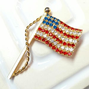 Vintage strass-broche met Amerikaanse vlag: patriottische reversspeld VS
