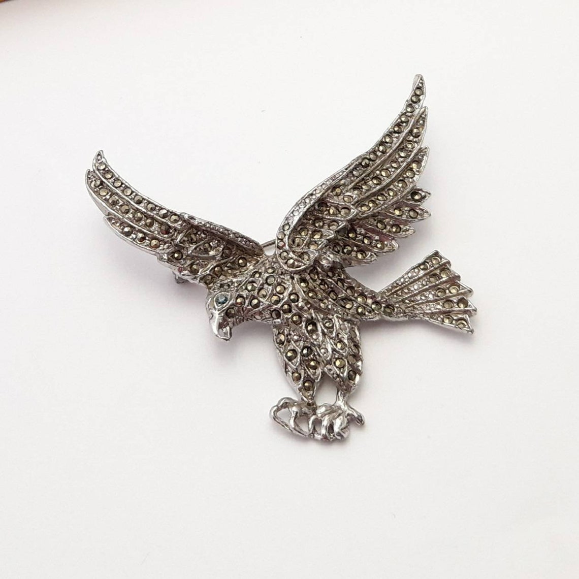 Marcasite Eagle Brooch vintage statement jewellery Mothers Etsy