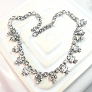 Vintage Art Deco Style Rhinestone Necklace Something Old for Bride Sparkly Diamante Evening Jewellery