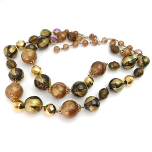 Vintage Chunky Brown Bead Necklace: Multi Strand Collar, 1960s Jewelry