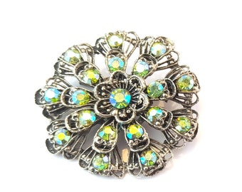 ヴィンテージ オーロラ ボレアリス ラインストーン セット リーフ