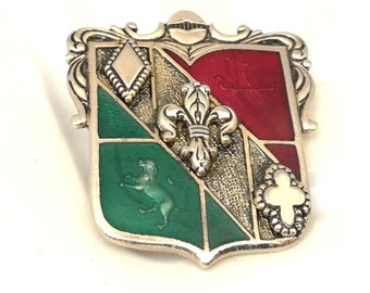 Vintage Heraldic Fleur de Lis Brooch French Souvenir Lapel Pin Military Style Mens Jewellery Meaningful Gifts for Her
