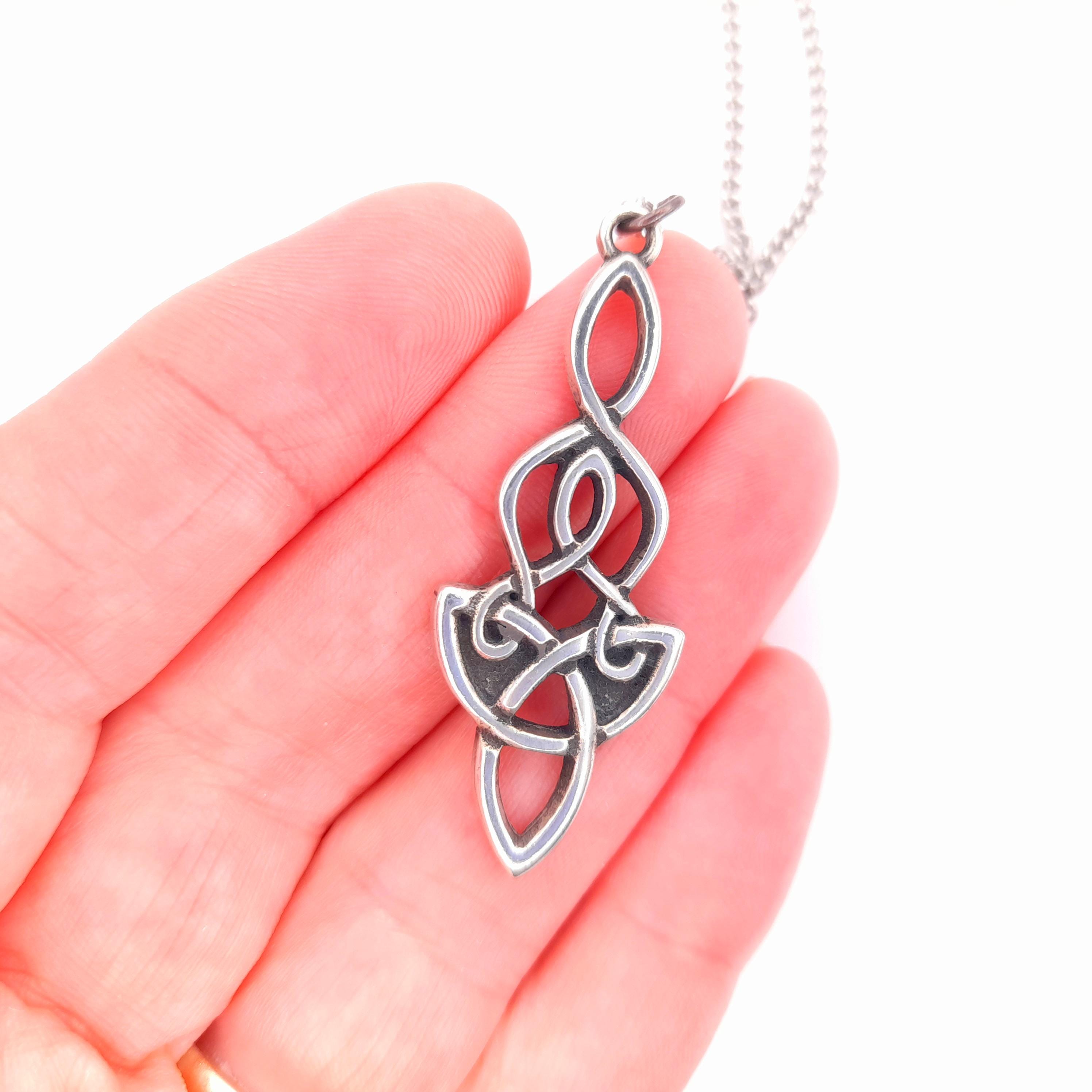 Vintage St Justin Pewter Celtic Knot Pendant Necklace – Pagan Boho 