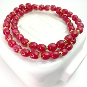 Vintage Chunky Red Plastic Bead Necklace Sustainable Statement Jewellery Gift for Her