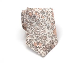 Handmade Marbled Mens Ties, Hand Painted Neck Tie, Light Gray Business Necktie, Groom Cravat Groomsmen Wedding Tie Unique Gift for Him