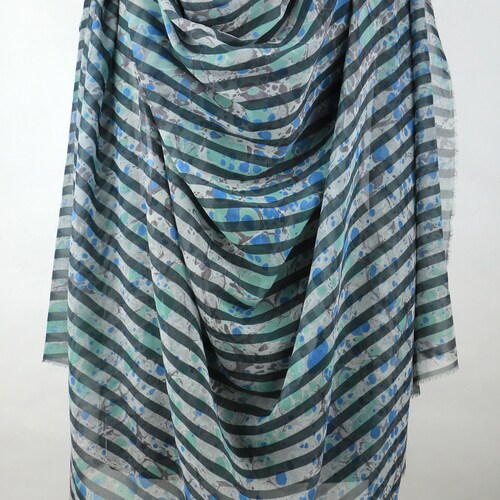 Hand Marbled Fabric, Striped Chiffon Fabric, Hand Painted Fabric, shops Unique Hand Dyed Art Cotton Polyester Marble Fabric Gray Blue 43
