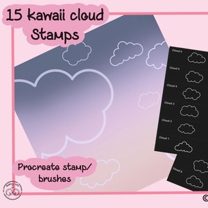 Kawaii clouds stamps - procreate stamps/brushes - digital use only - procreate