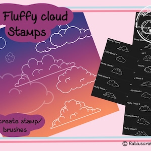 Fluffy clouds stamps - procreate stamps/brushes - digital use only - procreate