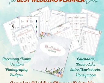 Wedding Planner Printable, Wedding Planning Organizer, Printable Wedding Planner, Wedding Binder Template, Wedding Planning Worksheets,